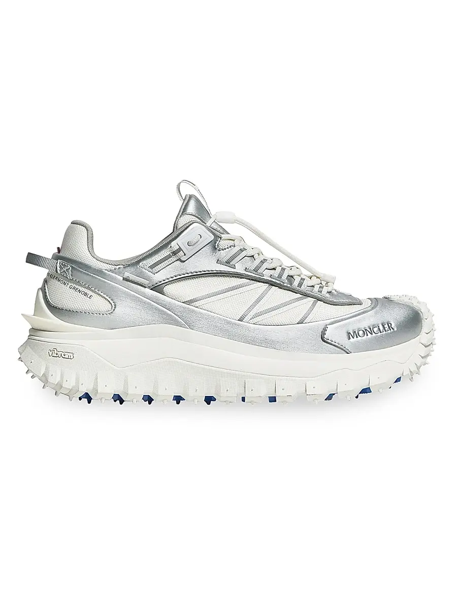 Moncler Men's Trailgrip GTX Sneakers in Leather - Silver White | Image 1 Moncler Men's Trailgrip GTX Sneakers in Leather - Silver White | Image 1