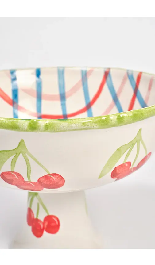 Damson Madder Hand Painted Frilly Pedestal Bowl | Thumbnail 2 Damson Madder Hand Painted Frilly Pedestal Bowl | Thumbnail 2