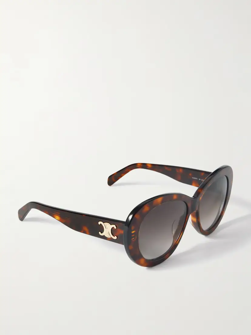 CELINE Eyewear Triomphe Round-frame Tortoiseshell Acetate Sunglasses | Thumbnail 3 CELINE Eyewear Triomphe Round-frame Tortoiseshell Acetate Sunglasses | Thumbnail 3