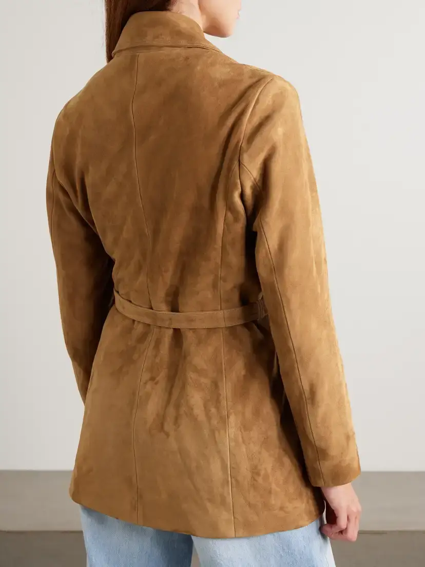 Nour Hammour Romana Belted Paneled Suede Jacket | Thumbnail 4
