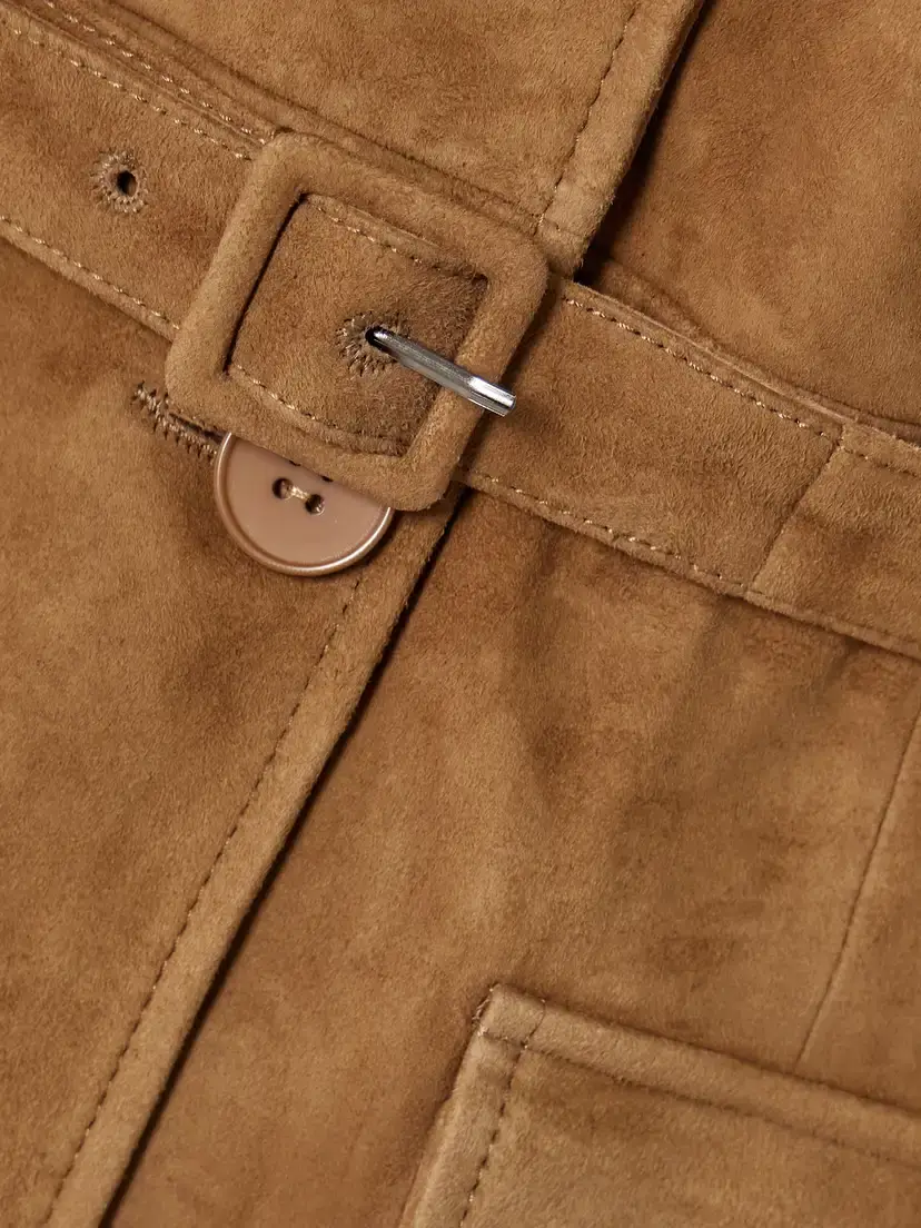 Nour Hammour Romana Belted Paneled Suede Jacket | Thumbnail 5