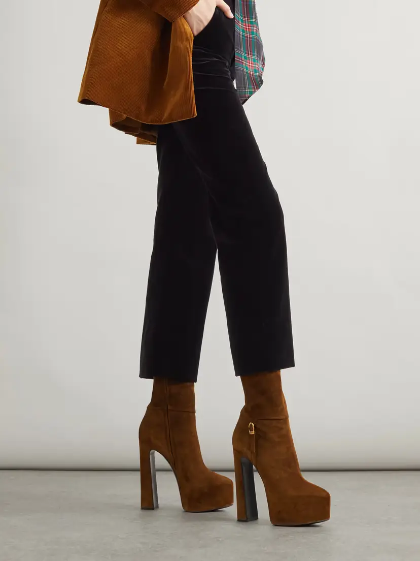 Saint Laurent Nico Buckled Suede Platform Boots | Thumbnail 2