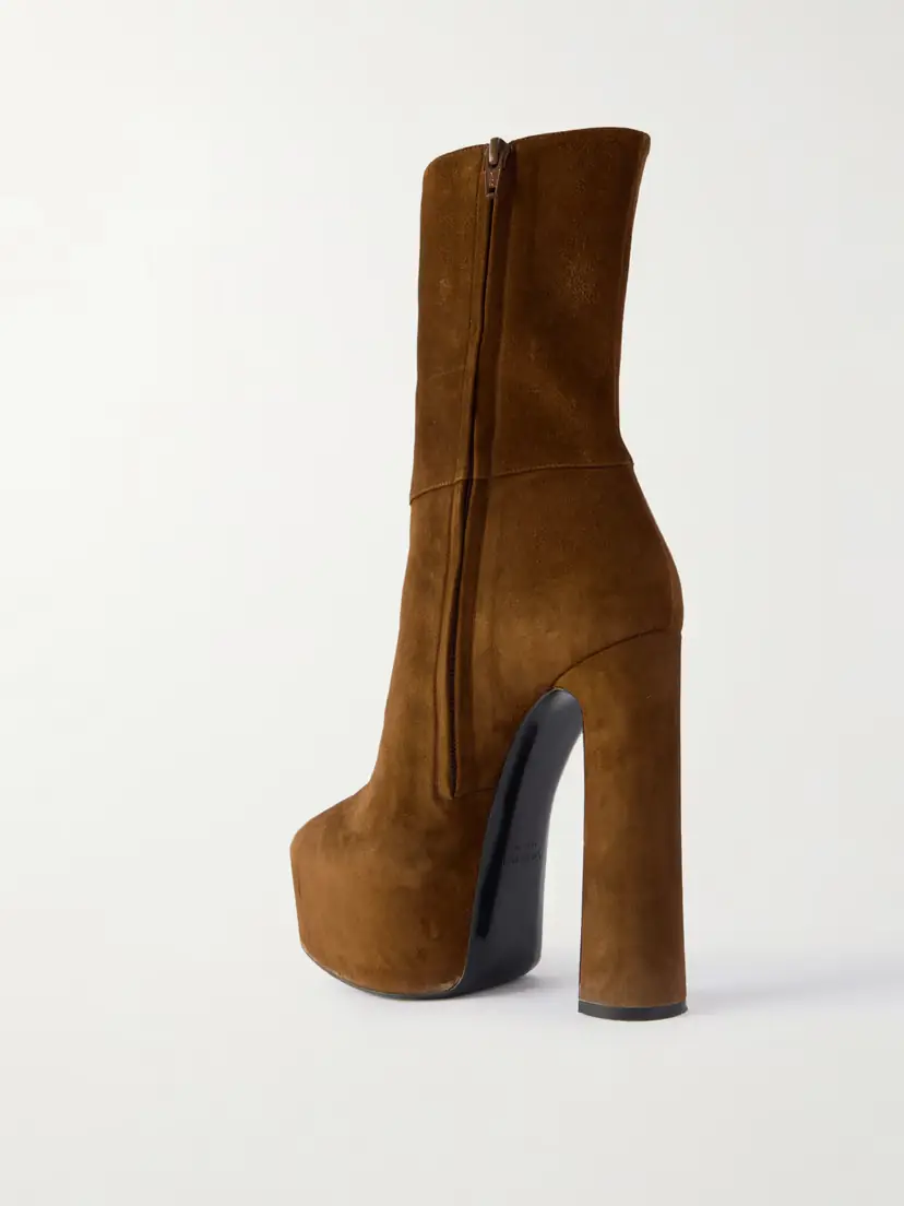 Saint Laurent Nico Buckled Suede Platform Boots | Thumbnail 3