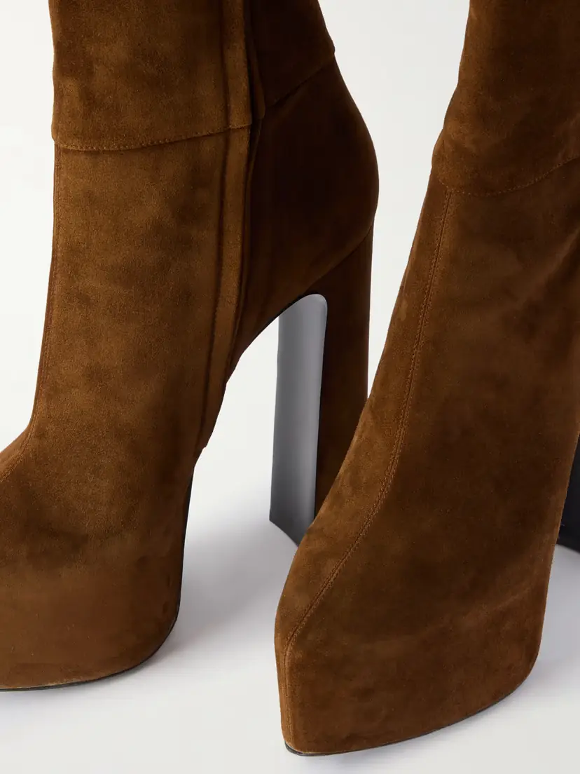 Saint Laurent Nico Buckled Suede Platform Boots | Thumbnail 4