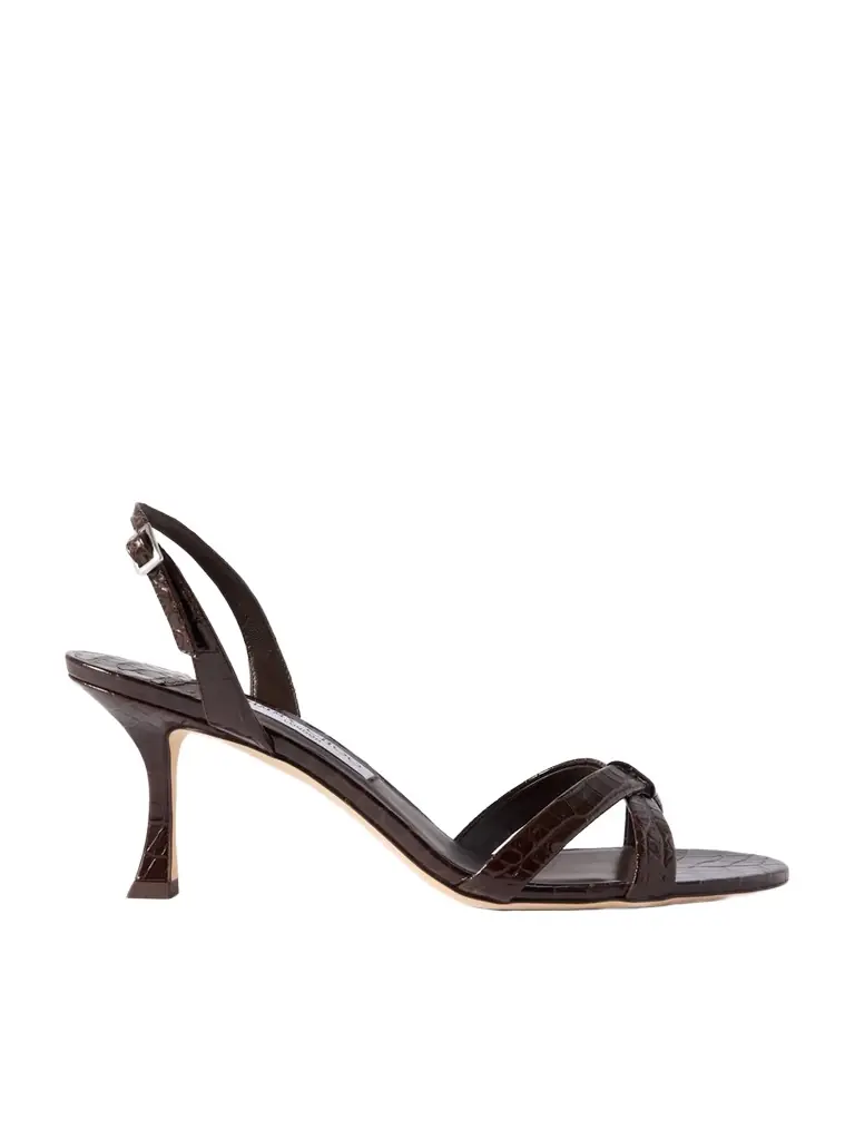Elsy 70 Croc-effect Leather Slingback Sandals
