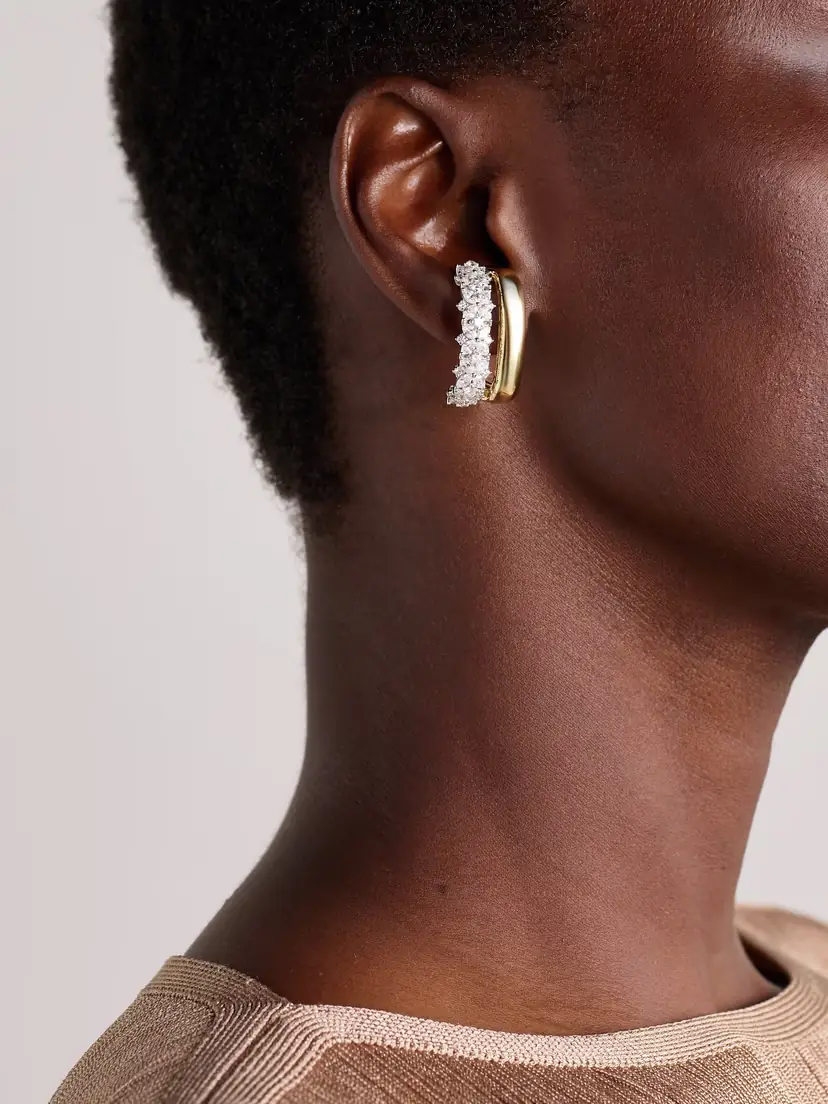 YEPREM Strada 18-karat Yellow And White Gold Diamond Clip Earrings | Thumbnail 2 YEPREM Strada 18-karat Yellow And White Gold Diamond Clip Earrings | Thumbnail 2