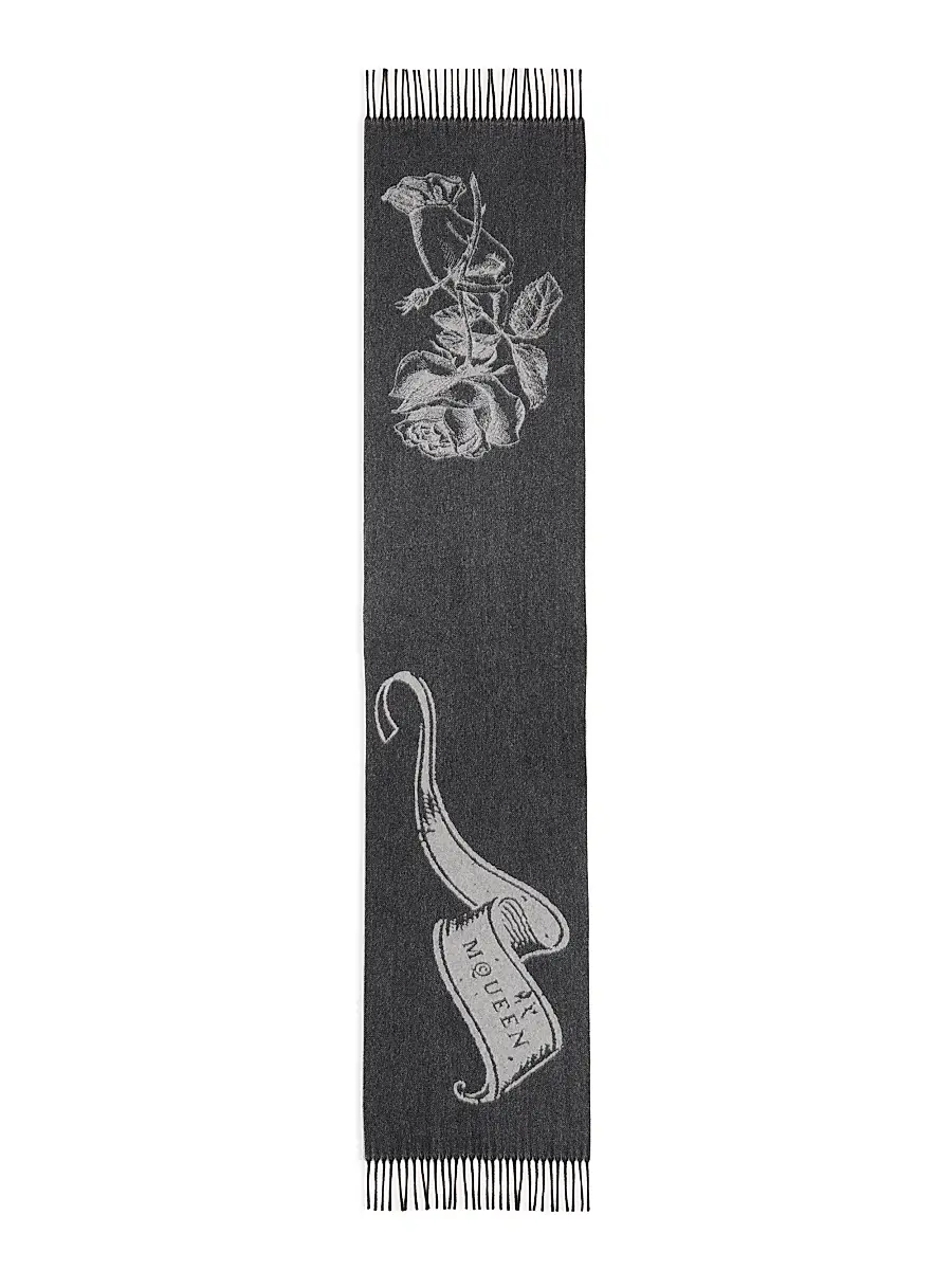 Alexander McQueen Women's Tattoo Cashmere-Wool Scarf | Thumbnail 2