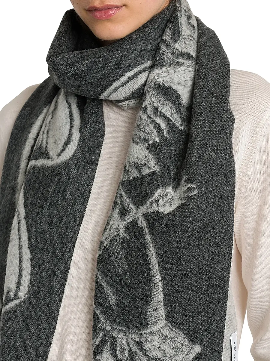 Alexander McQueen Women's Tattoo Cashmere-Wool Scarf | Thumbnail 3