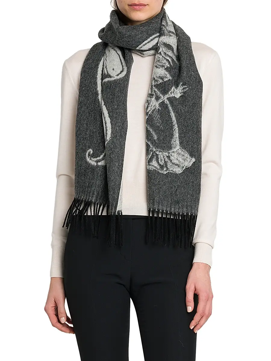 Alexander McQueen Women's Tattoo Cashmere-Wool Scarf