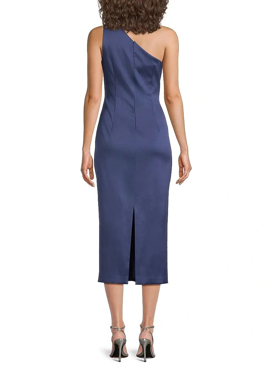 Aidan Mattox Women's Satin Gathered One-Shoulder Sheath Cocktail Dress | Thumbnail 5