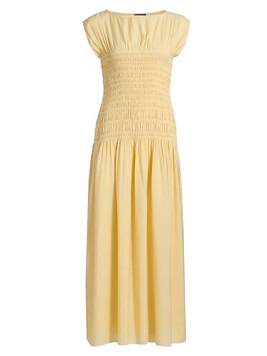 rag & bone Women's Skye Shirred Maxi Dress - Pale Gold | Image 1 rag & bone Women's Skye Shirred Maxi Dress - Pale Gold | Image 1