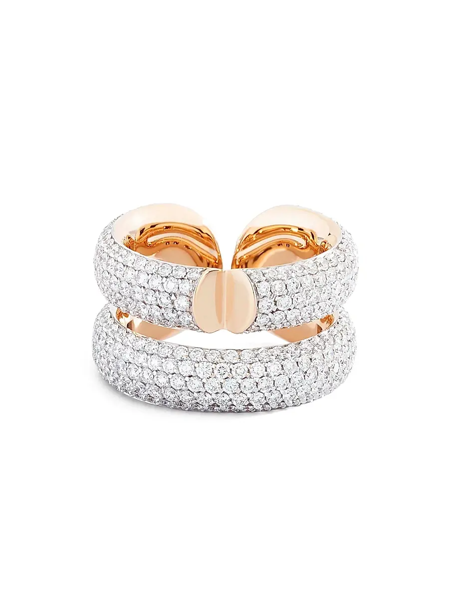 Vhernier Women's Mon Jeu 18K Rose Gold & 4.35 TCW Diamond Double Band Ring - Rose Gold | Thumbnail 3 Vhernier Women's Mon Jeu 18K Rose Gold & 4.35 TCW Diamond Double Band Ring - Rose Gold | Thumbnail 3