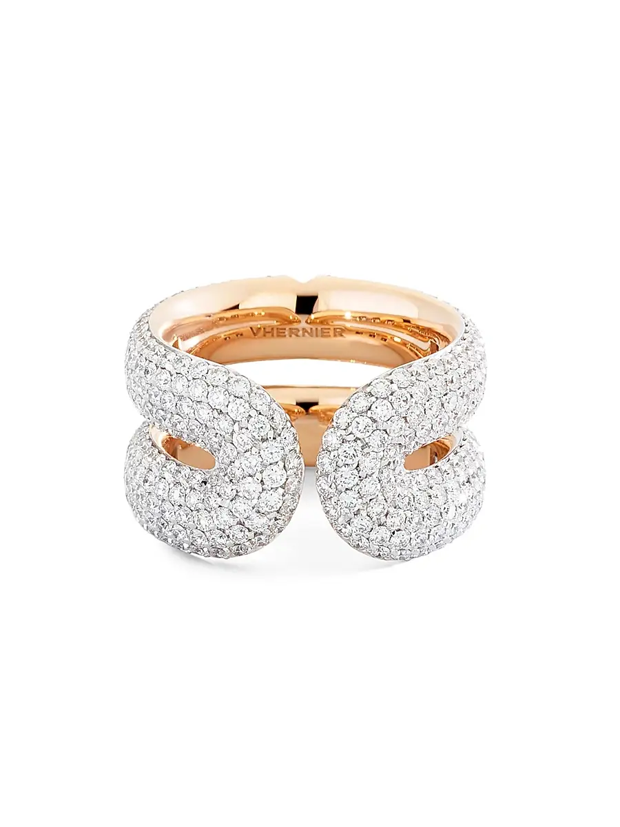 Vhernier Women's Mon Jeu 18K Rose Gold & 4.35 TCW Diamond Double Band Ring - Rose Gold | Thumbnail 4 Vhernier Women's Mon Jeu 18K Rose Gold & 4.35 TCW Diamond Double Band Ring - Rose Gold | Thumbnail 4