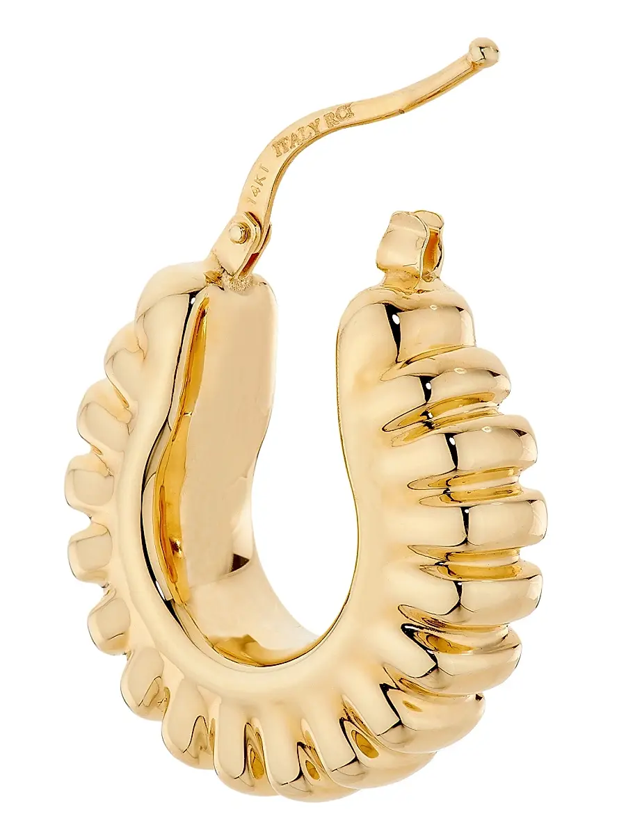 Saks Fifth Avenue Collection Women's 14K Yellow Gold Puffy Fluted Hoop Earrings - Yellow Gold | Thumbnail 3 Saks Fifth Avenue Collection Women's 14K Yellow Gold Puffy Fluted Hoop Earrings - Yellow Gold | Thumbnail 3