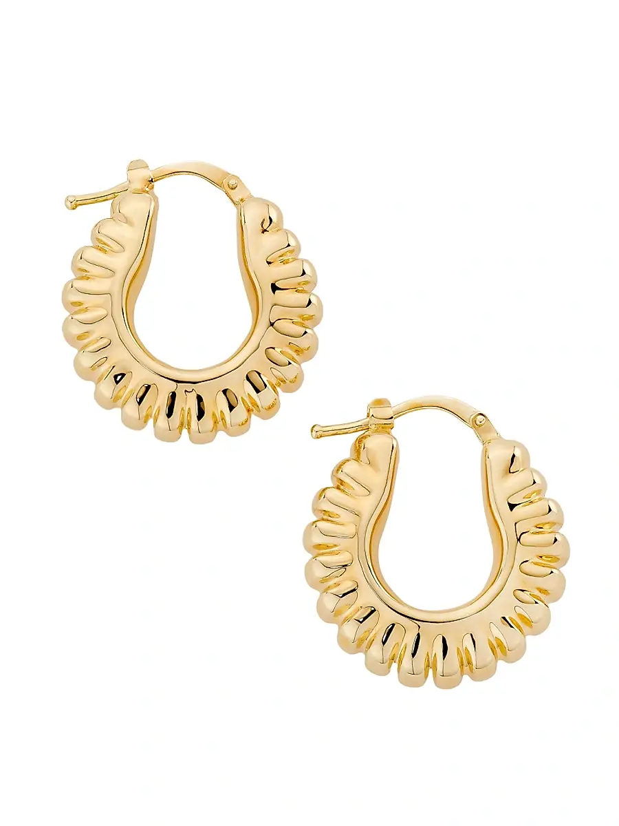 Saks Fifth Avenue Collection Women's 14K Yellow Gold Puffy Fluted Hoop Earrings - Yellow Gold | Thumbnail 4 Saks Fifth Avenue Collection Women's 14K Yellow Gold Puffy Fluted Hoop Earrings - Yellow Gold | Thumbnail 4