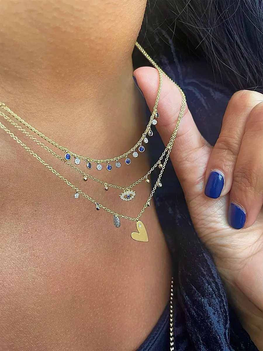 Meira T Women's Two-Tone 14K Gold, Blue Sapphire & 0.05 TCW Diamond Necklace - Yellow Gold | Thumbnail 2 Meira T Women's Two-Tone 14K Gold, Blue Sapphire & 0.05 TCW Diamond Necklace - Yellow Gold | Thumbnail 2