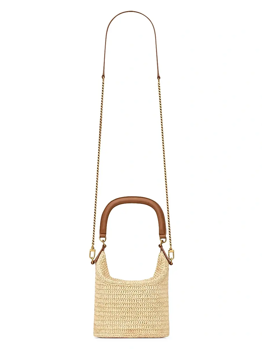 Saint Laurent Women's Gaby Bucket Bag in Raffia - Natural And Brick | Thumbnail 7 Saint Laurent Women's Gaby Bucket Bag in Raffia - Natural And Brick | Thumbnail 7
