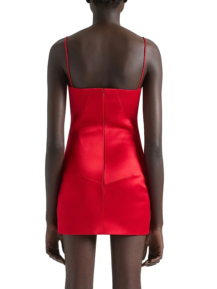 Givenchy Women's Mini Straps Dress in Satin - Vermillon | Thumbnail 4