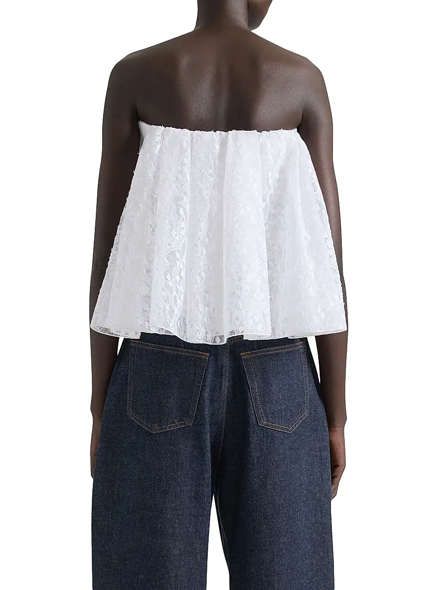 Givenchy Women's Strapless Top in Lace with Cape - White | Thumbnail 3 Givenchy Women's Strapless Top in Lace with Cape - White | Thumbnail 3