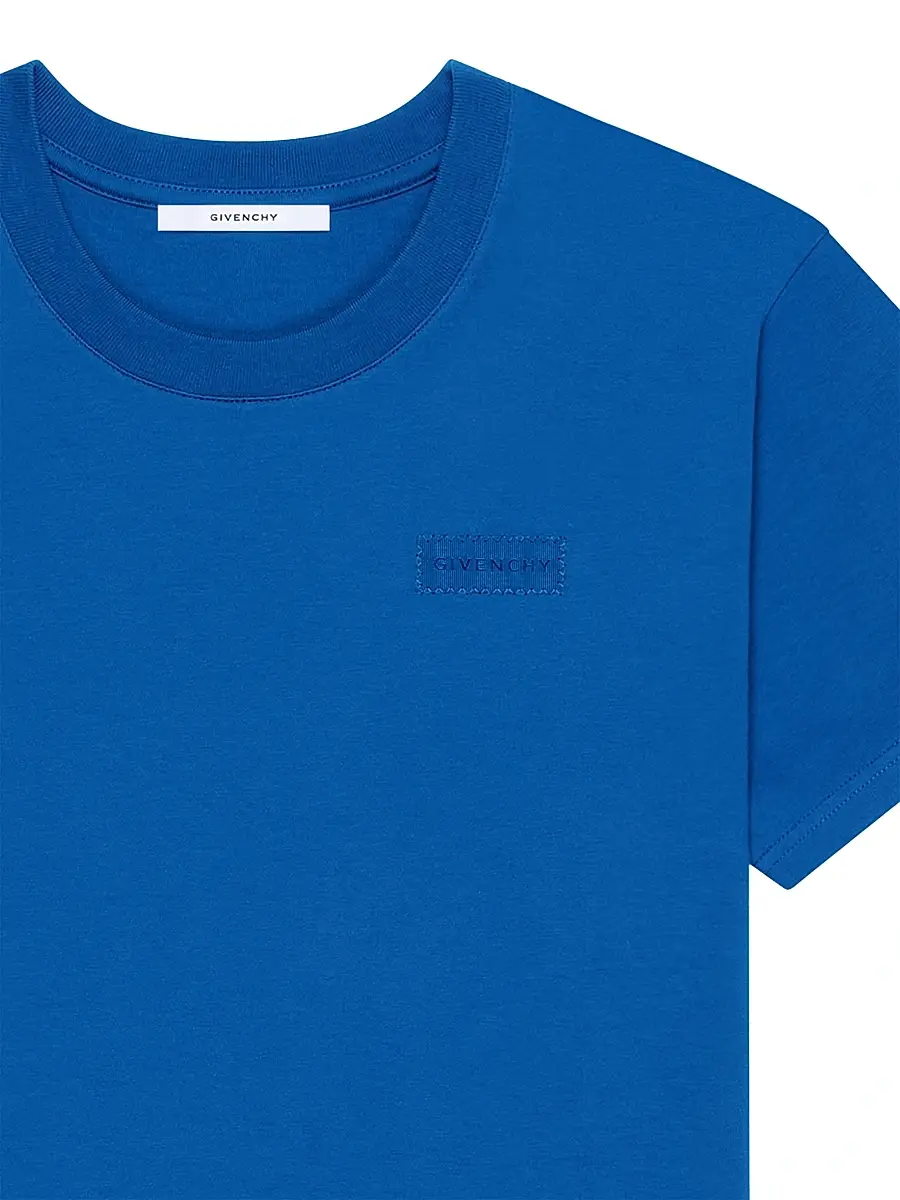 Givenchy Men's T-Shirt in Cotton with Patch - Electric Blue | Thumbnail 3