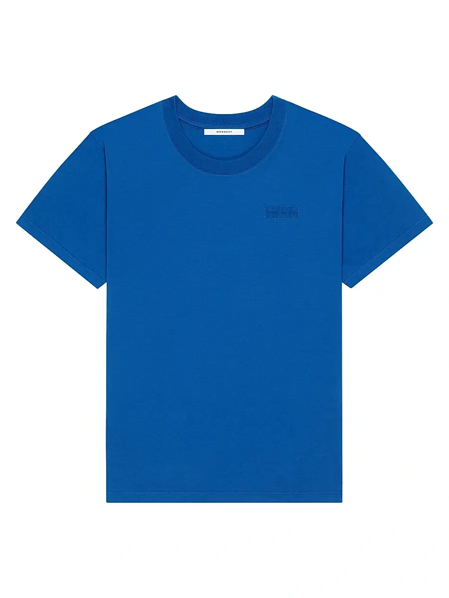 Men's T-Shirt in Cotton with Patch - Electric Blue Men's T-Shirt in Cotton with Patch - Electric Blue