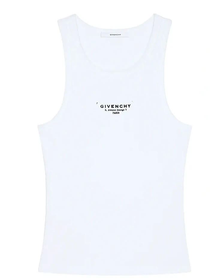 Women's Slim Fit Tank Top in Cotton with Stamp print - White Women's Slim Fit Tank Top in Cotton with Stamp print - White
