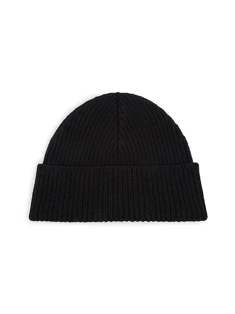 AMI PARIS Men's Logo Rib-Knit Wool Beanie Hat | Thumbnail 2