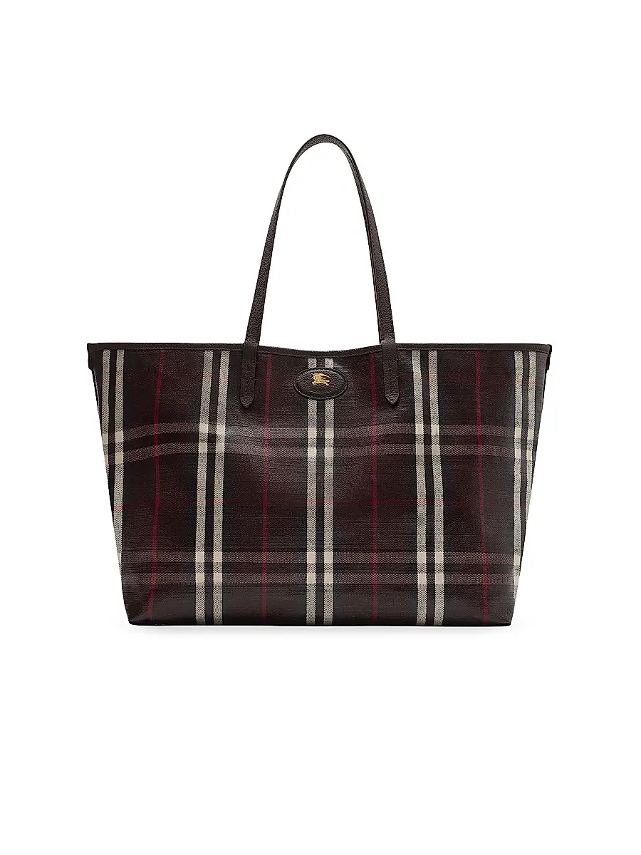 Burberry Women's Highlands Check Tote Bag - Mahogany | Thumbnail 3 Burberry Women's Highlands Check Tote Bag - Mahogany | Thumbnail 3
