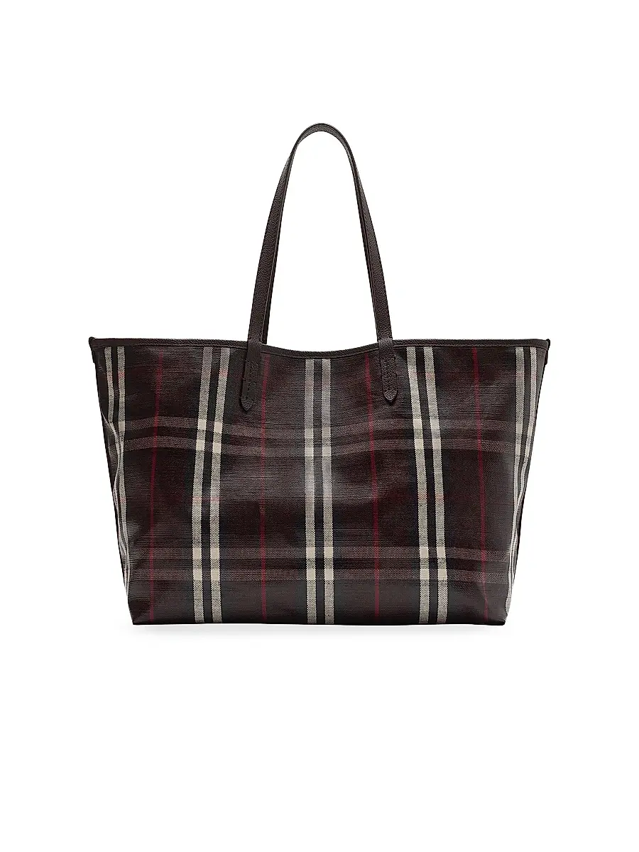 Burberry Women's Highlands Check Tote Bag - Mahogany | Thumbnail 5 Burberry Women's Highlands Check Tote Bag - Mahogany | Thumbnail 5
