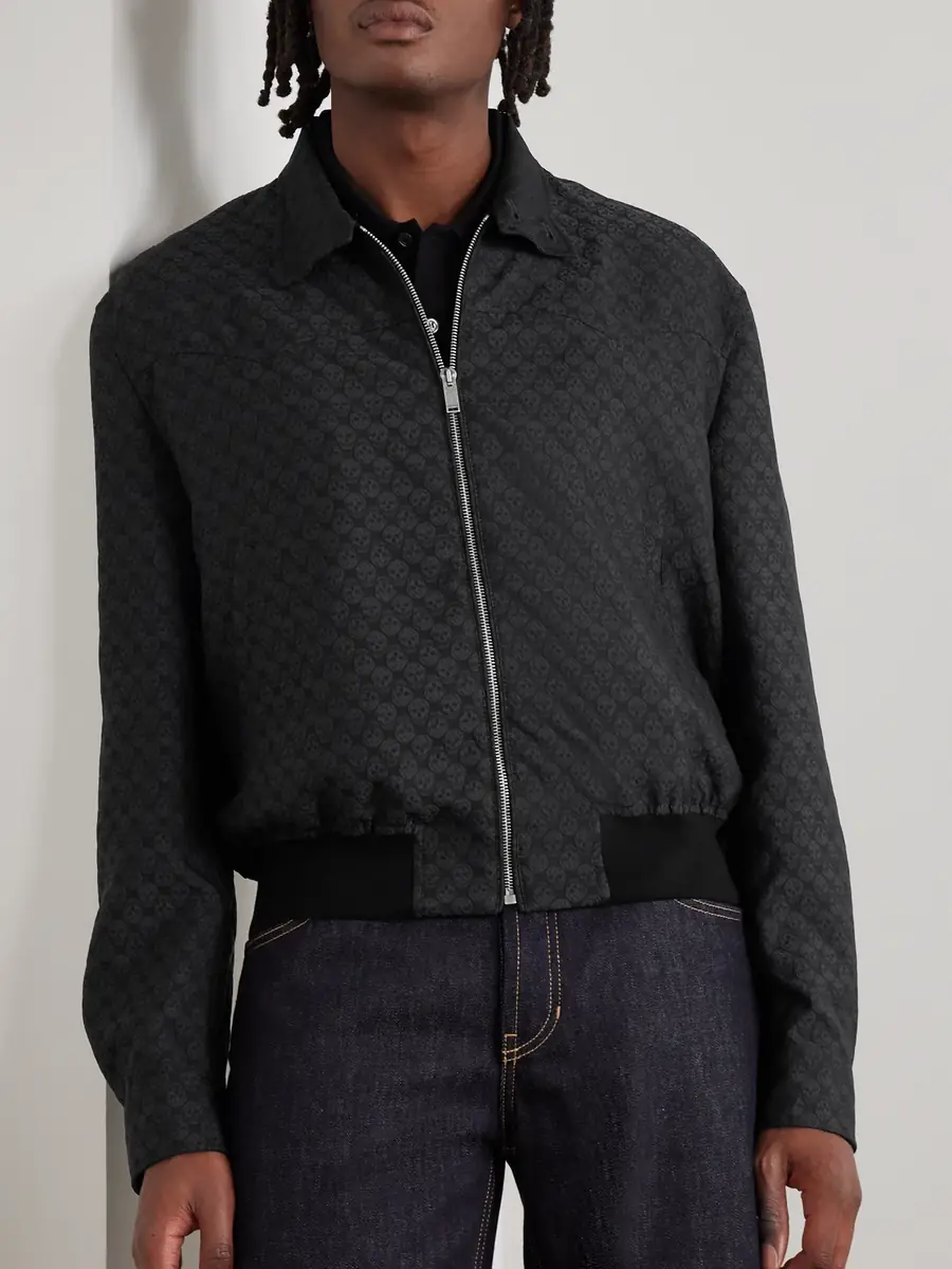 Alexander McQueen Cropped Printed Twill Harrington Jacket - Men | Thumbnail 3 Alexander McQueen Cropped Printed Twill Harrington Jacket - Men | Thumbnail 3