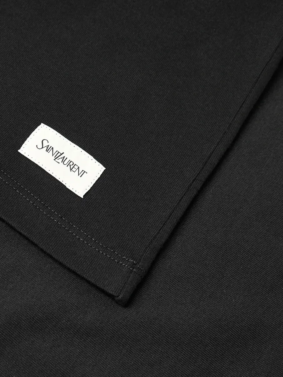 Saint Laurent Logo-Appliquéd Cotton and Modal-Blend Jersey T-Shirt - Men | Thumbnail 5 Saint Laurent Logo-Appliquéd Cotton and Modal-Blend Jersey T-Shirt - Men | Thumbnail 5