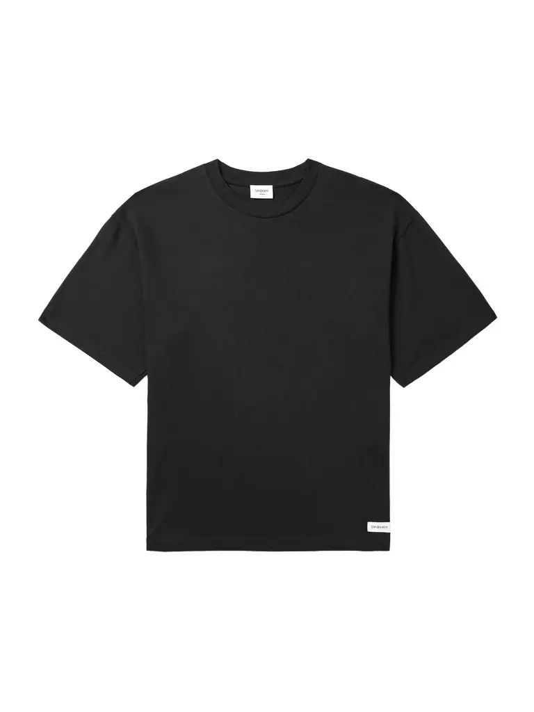 Saint Laurent Logo-Appliquéd Cotton and Modal-Blend Jersey T-Shirt - Men | Image 1 Saint Laurent Logo-Appliquéd Cotton and Modal-Blend Jersey T-Shirt - Men | Image 1