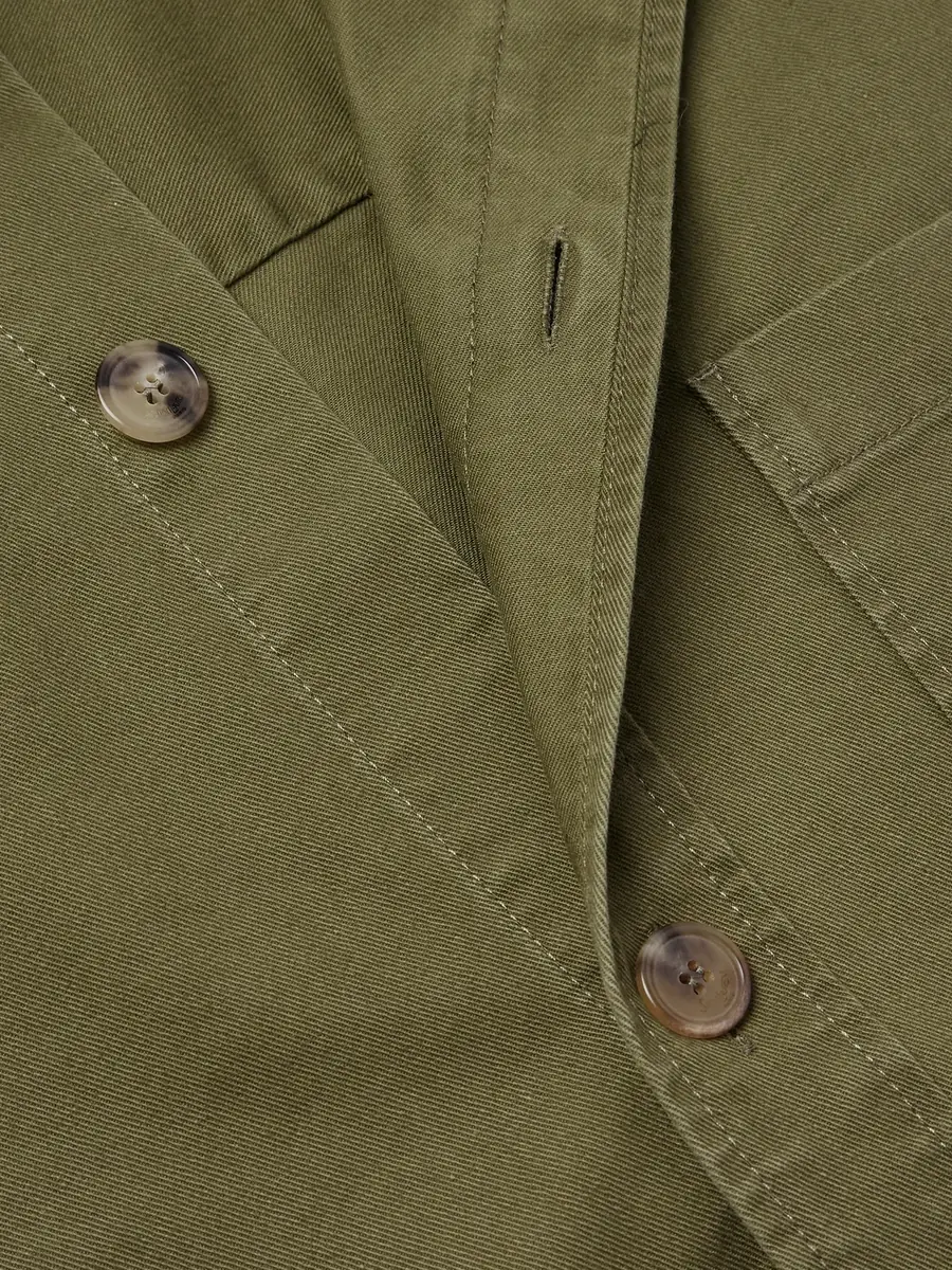 Saint Laurent Logo-Embroidered Cotton and Linen-Blend Gabardine Overshirt - Men | Thumbnail 5 Saint Laurent Logo-Embroidered Cotton and Linen-Blend Gabardine Overshirt - Men | Thumbnail 5