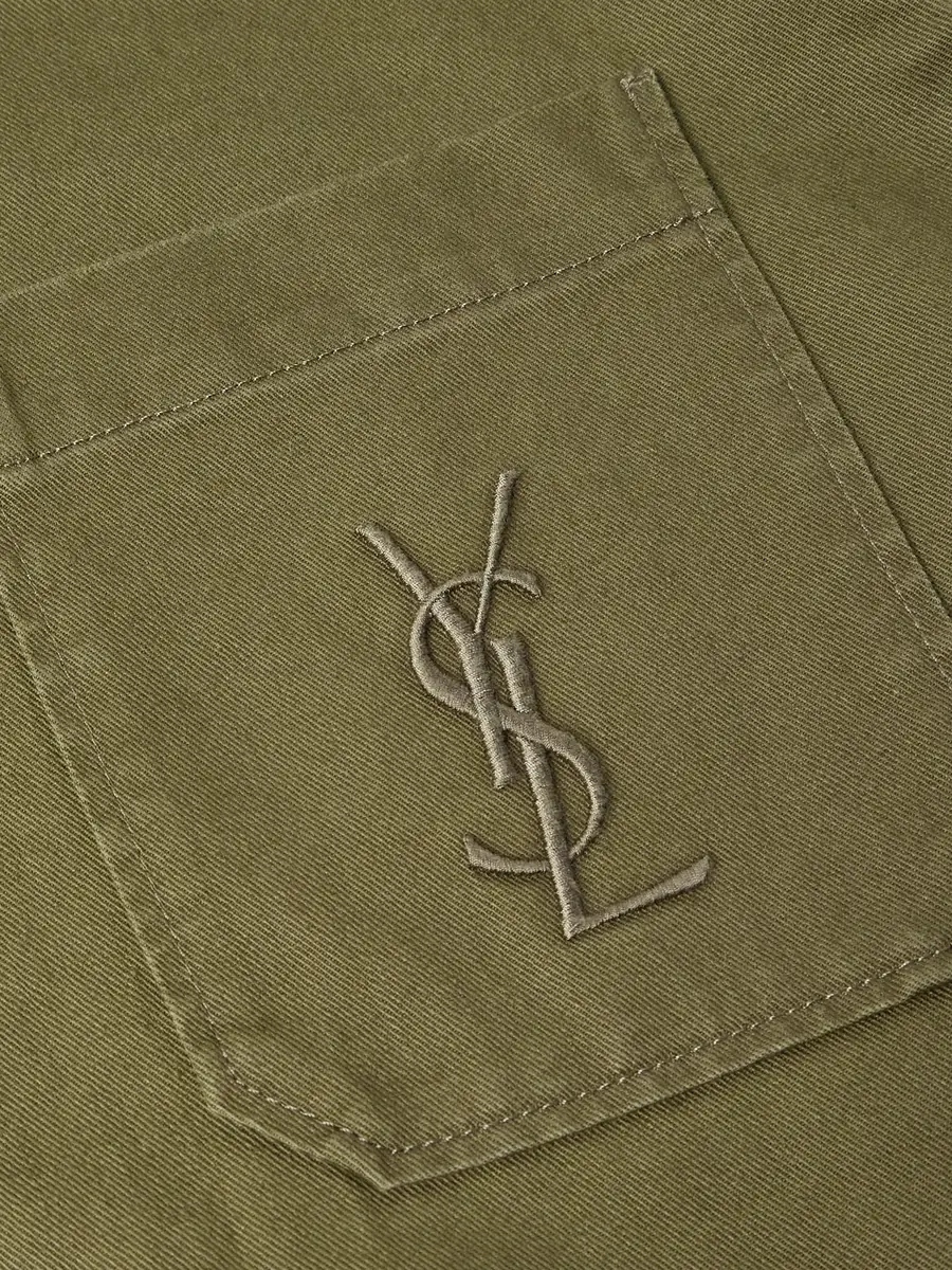 Saint Laurent Logo-Embroidered Cotton and Linen-Blend Gabardine Overshirt - Men | Thumbnail 6 Saint Laurent Logo-Embroidered Cotton and Linen-Blend Gabardine Overshirt - Men | Thumbnail 6