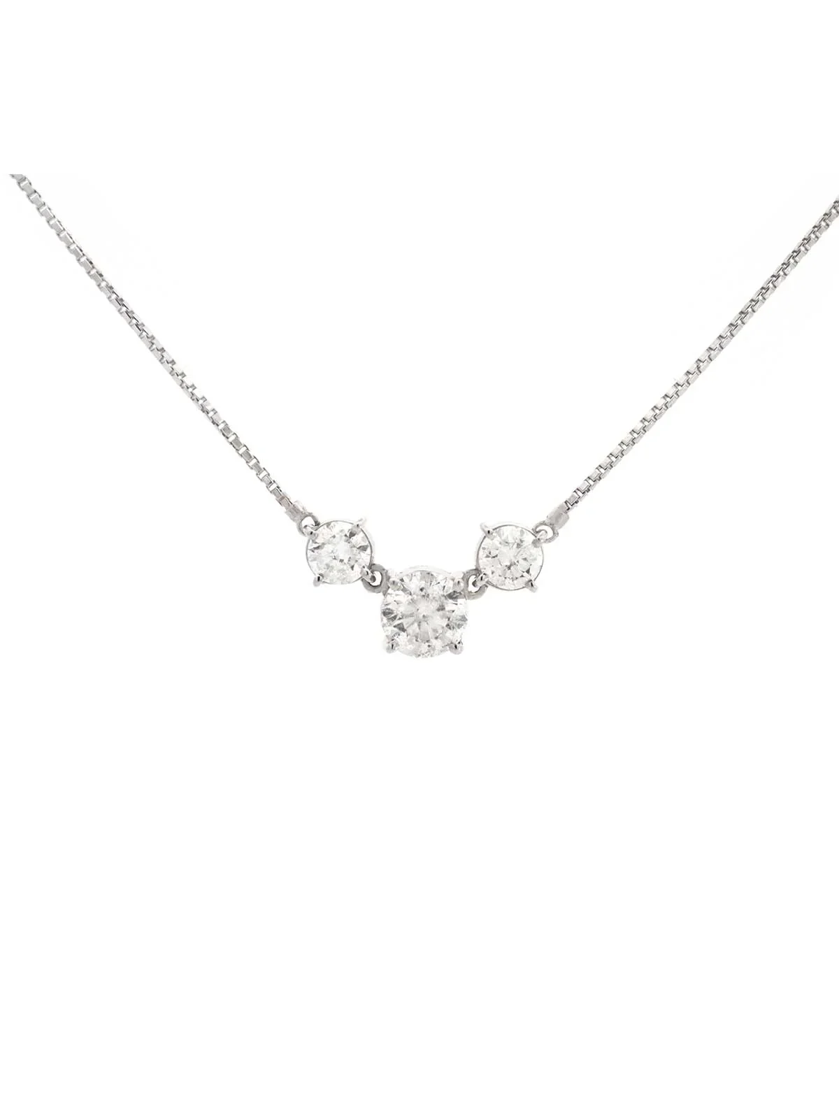 2.00ct Diamond Platinum Three Stone Chain Necklace