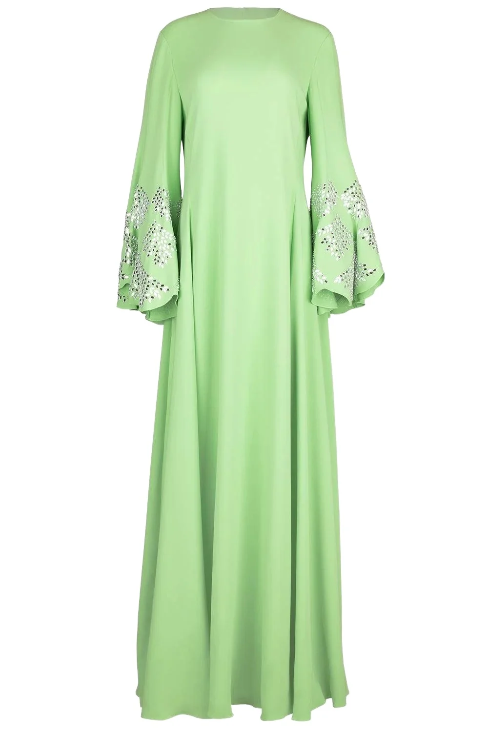 Oscar de la Renta Long Sleeve Crystal Embroidered Caftan