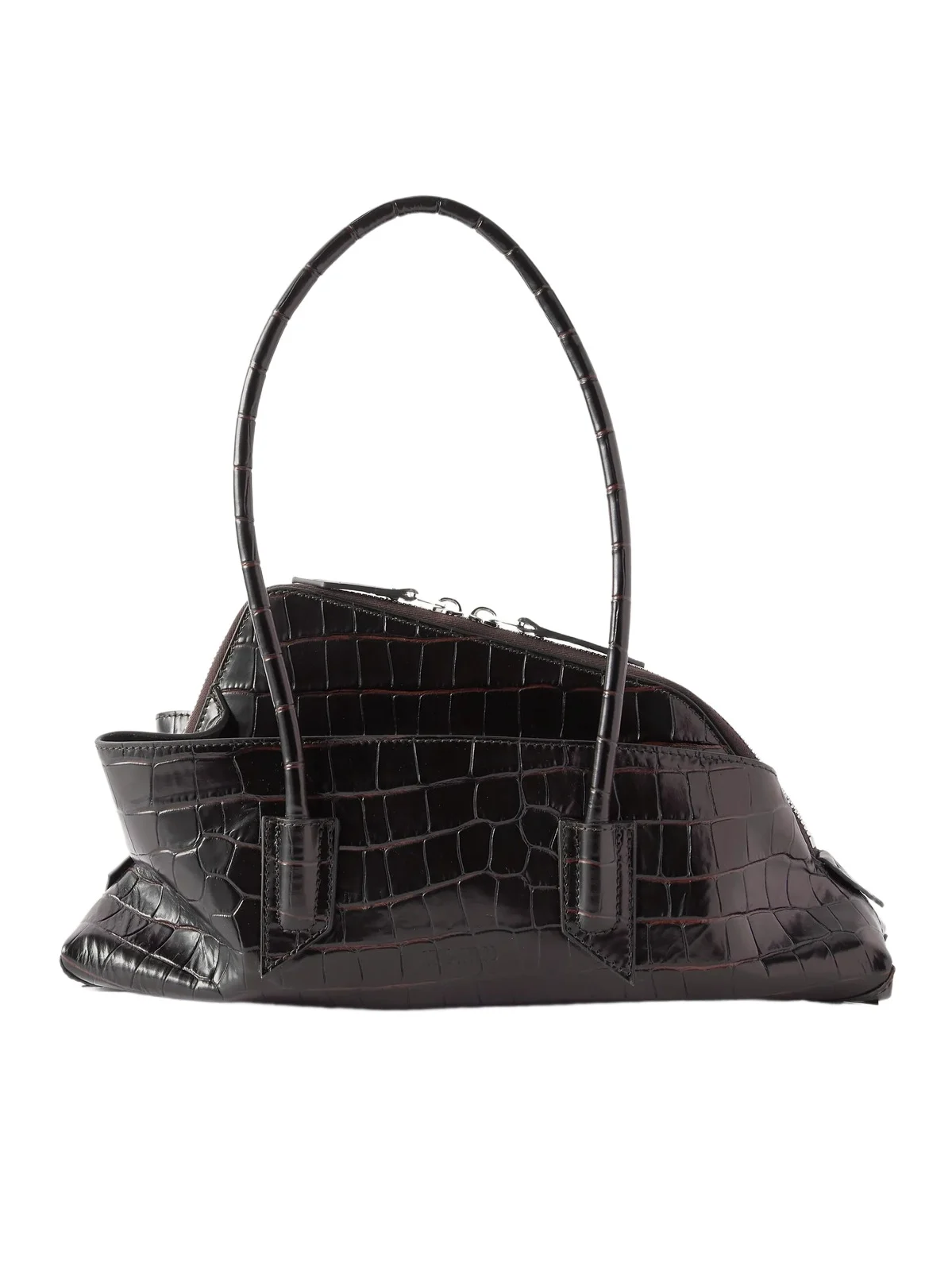 La Passeggiata Small Asymmetric Croc-effect Leather Tote