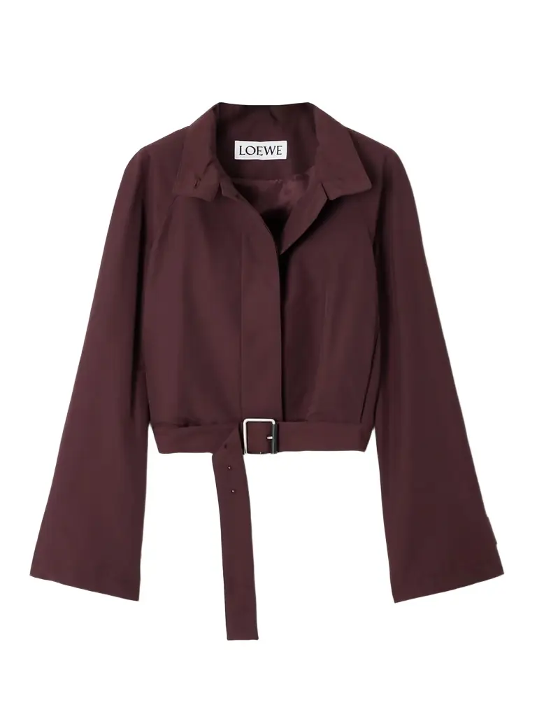 Belted Cotton-blend Shell Jacket