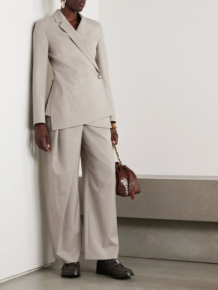 Loewe Asymmetric Pleated Wool Wide-leg Pants | Thumbnail 2 Loewe Asymmetric Pleated Wool Wide-leg Pants | Thumbnail 2