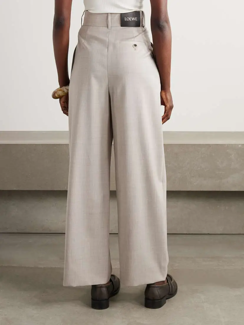 Loewe Asymmetric Pleated Wool Wide-leg Pants | Thumbnail 4 Loewe Asymmetric Pleated Wool Wide-leg Pants | Thumbnail 4
