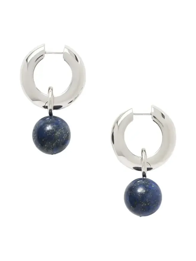 Sonia Recycled Sterling Silver Lapis Lazuli Hoop Earrings