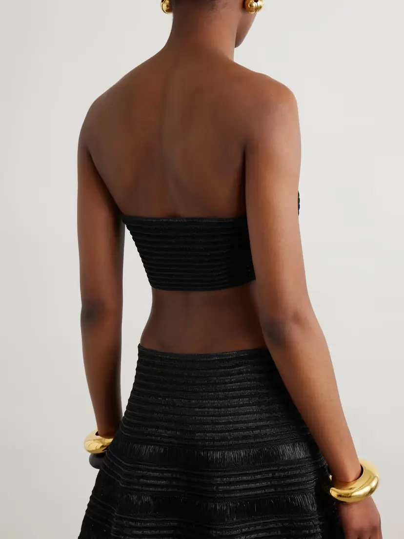 Alaïa Cropped Ribbed-knit Bandeau Top | Thumbnail 4 Alaïa Cropped Ribbed-knit Bandeau Top | Thumbnail 4