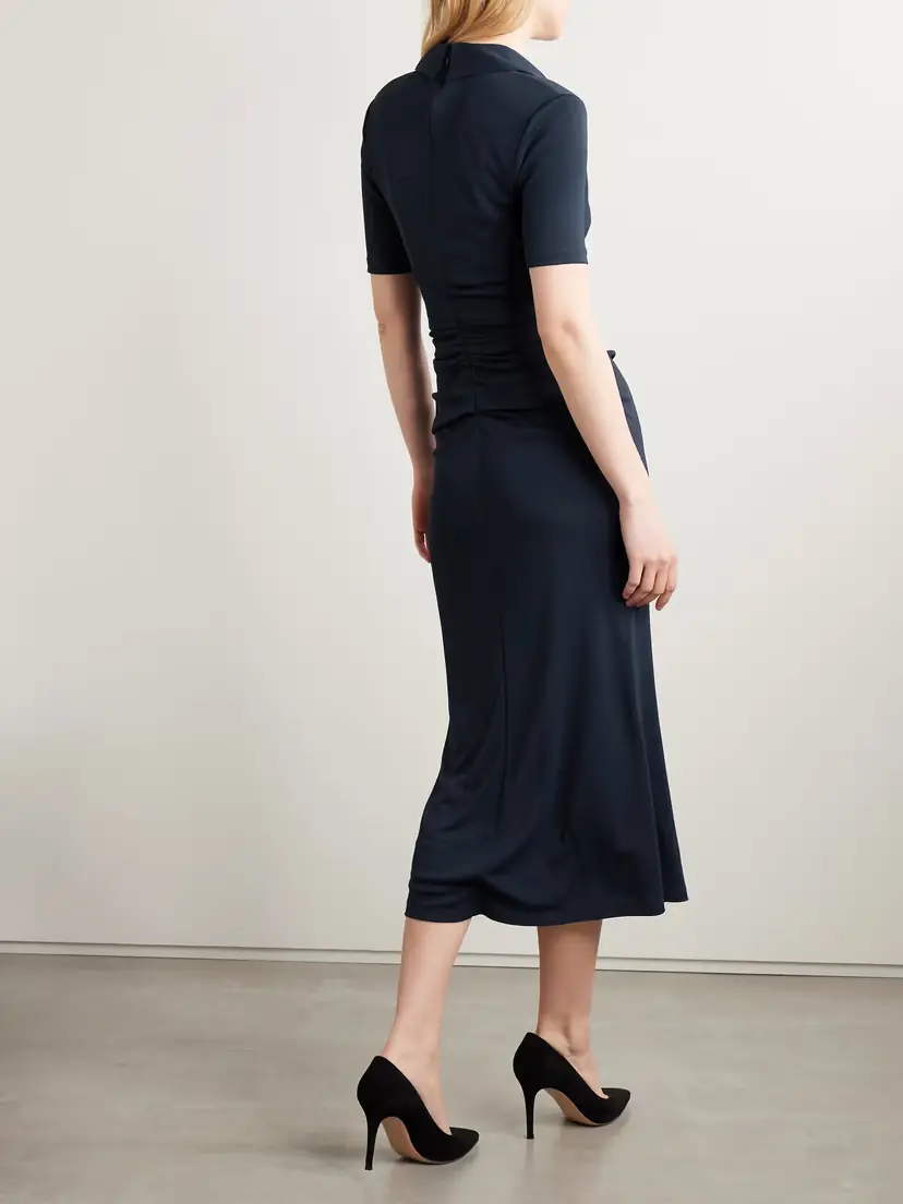 Carolina Herrera Ruched Stretch-jersey Midi Shirt Dress | Thumbnail 3 Carolina Herrera Ruched Stretch-jersey Midi Shirt Dress | Thumbnail 3