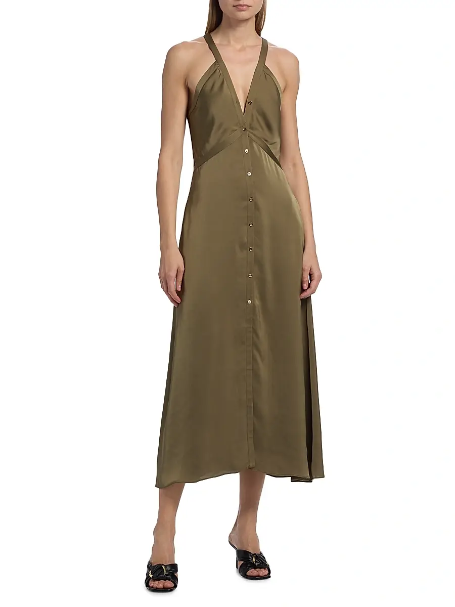 Ramy Brook Women's Cynthia Button-Front Satin Midi-Dress | Thumbnail 3 Ramy Brook Women's Cynthia Button-Front Satin Midi-Dress | Thumbnail 3