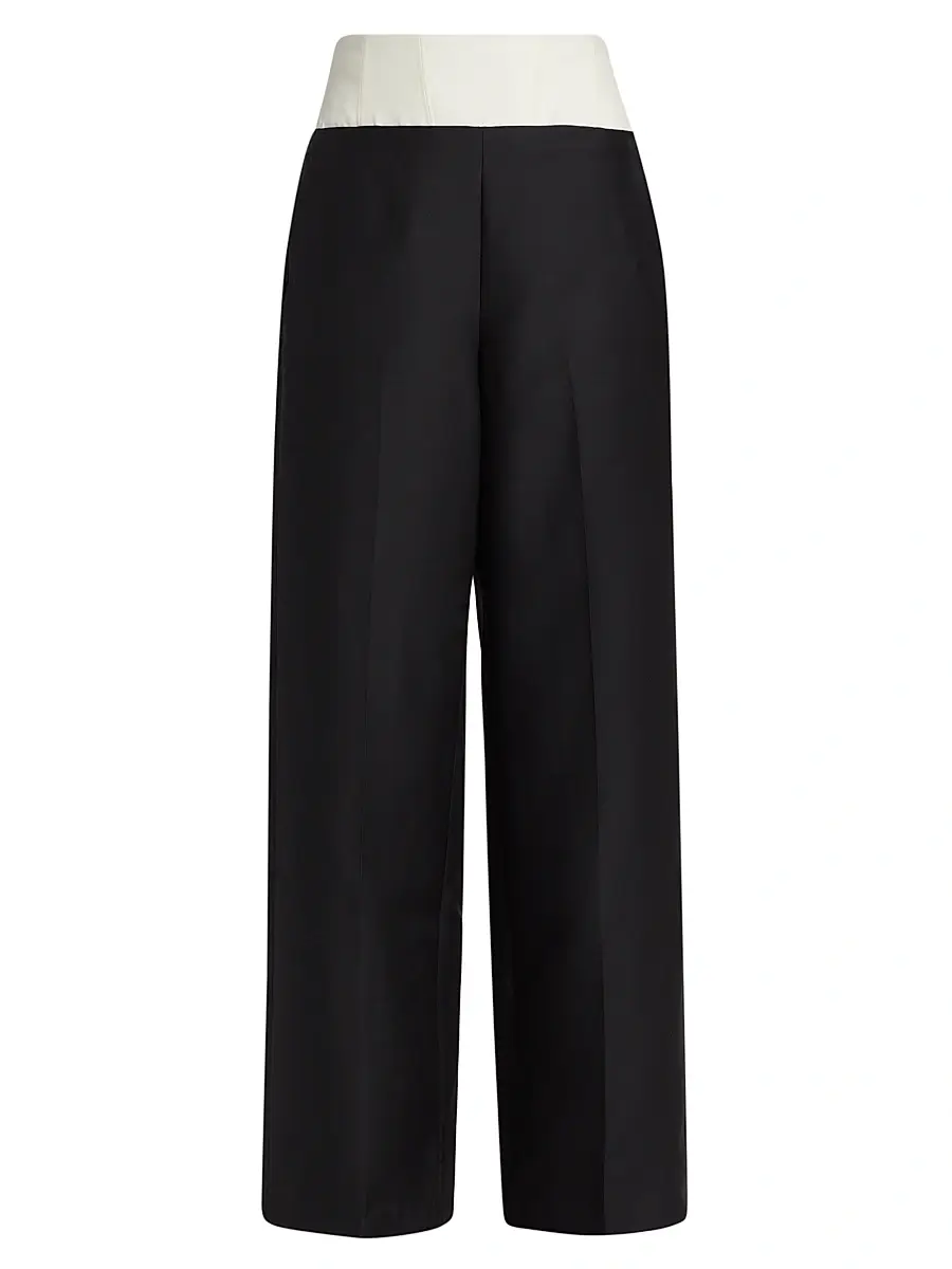 Heirlome Women's Dakota Wool-Silk Wide-Leg Pants - Black | Image 1 Heirlome Women's Dakota Wool-Silk Wide-Leg Pants - Black | Image 1