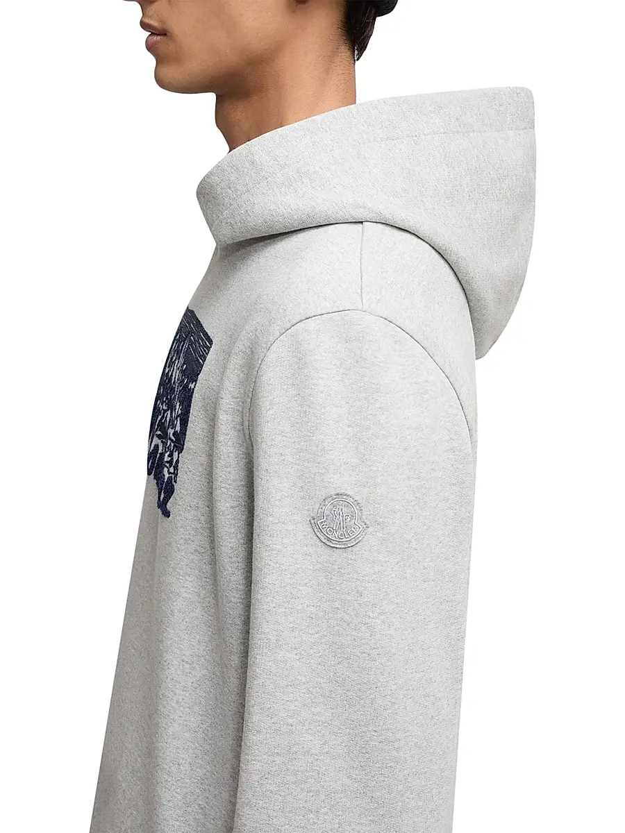 Moncler Men's Hoodie in Cotton - Gray | Thumbnail 4 Moncler Men's Hoodie in Cotton - Gray | Thumbnail 4