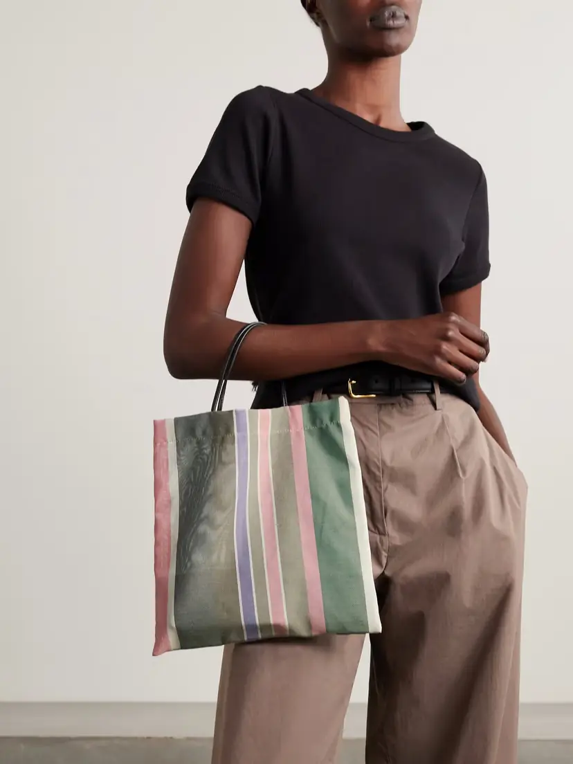 The Row Barn Mini Leather-trimmed Striped Mesh Tote | Thumbnail 2 The Row Barn Mini Leather-trimmed Striped Mesh Tote | Thumbnail 2