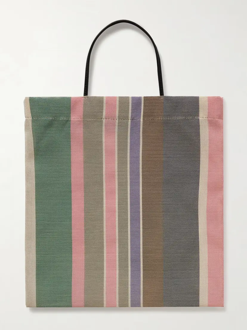The Row Barn Mini Leather-trimmed Striped Mesh Tote | Thumbnail 3 The Row Barn Mini Leather-trimmed Striped Mesh Tote | Thumbnail 3