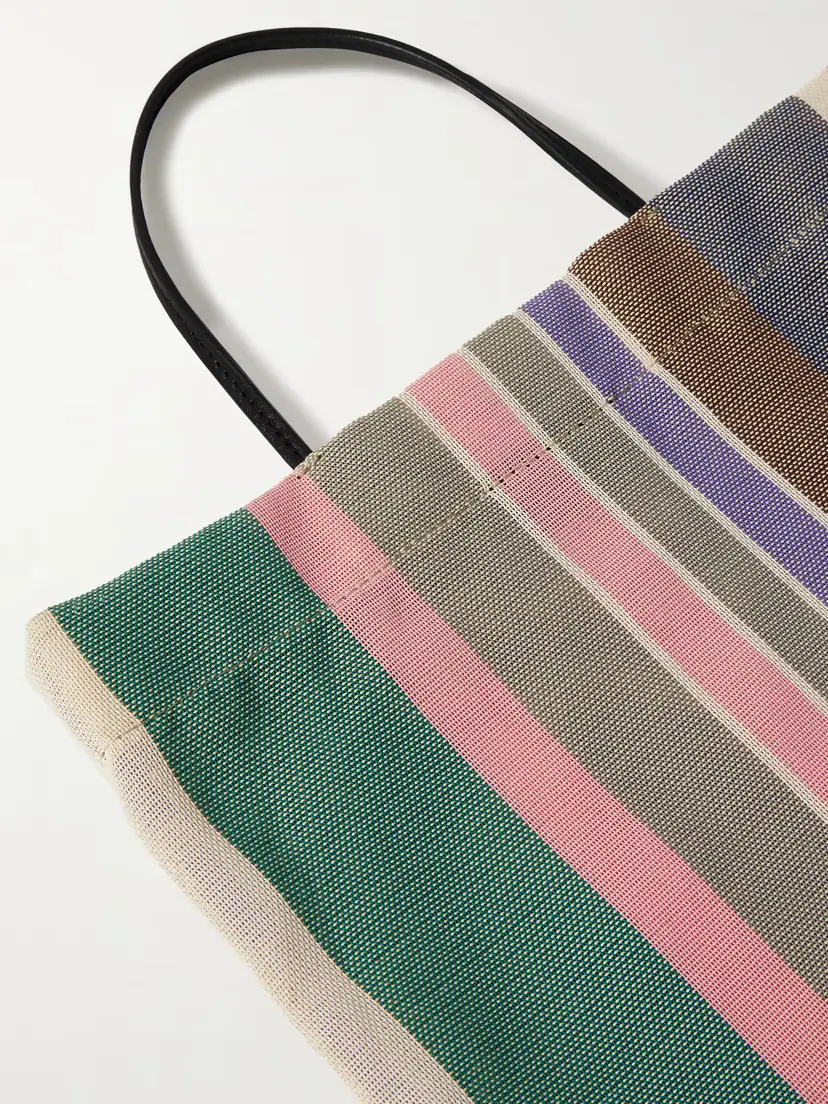 The Row Barn Mini Leather-trimmed Striped Mesh Tote | Thumbnail 4 The Row Barn Mini Leather-trimmed Striped Mesh Tote | Thumbnail 4