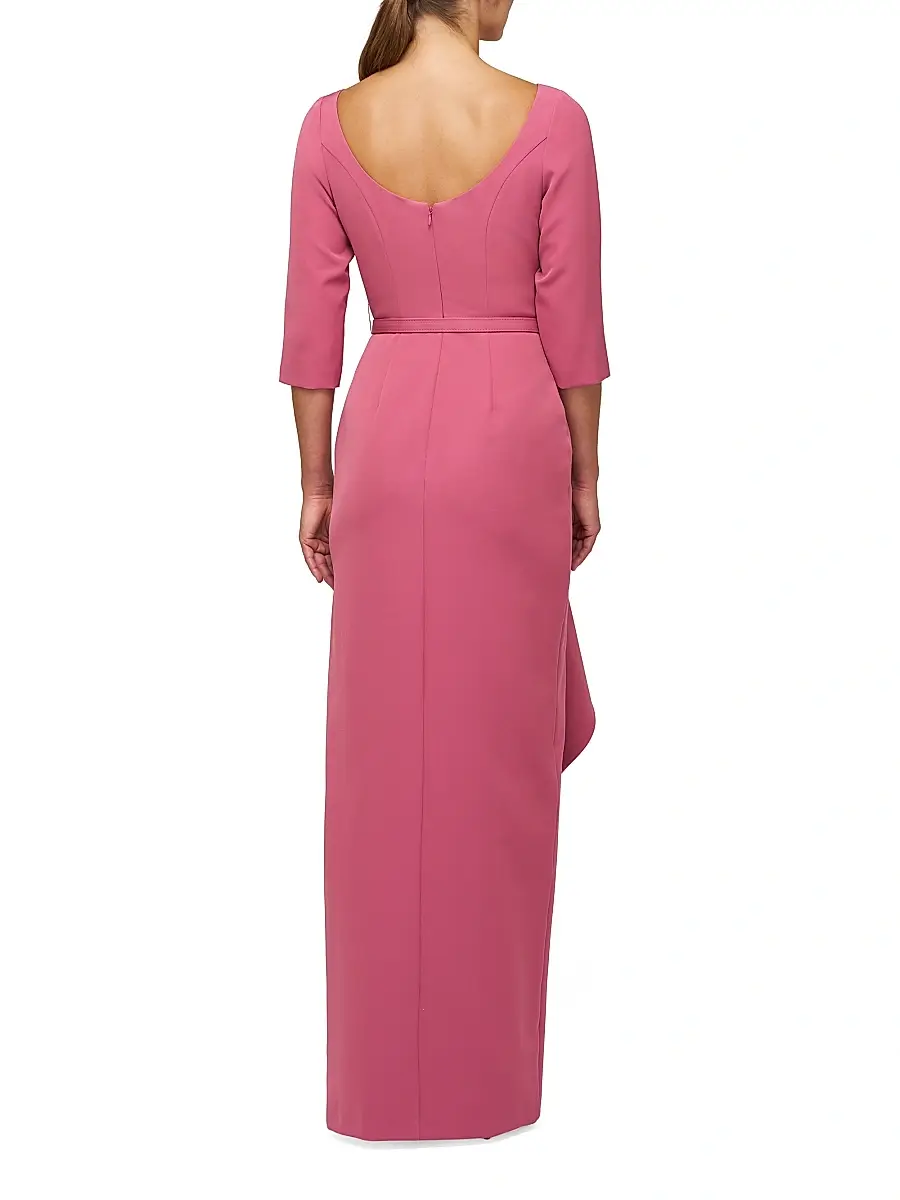Kay Unger Women's Julia Cascade Ruffle Crepe Column Gown | Thumbnail 3 Kay Unger Women's Julia Cascade Ruffle Crepe Column Gown | Thumbnail 3